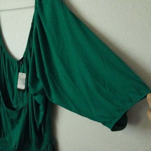 Torrid TEXTURED JERSEY SMOCKED WAIST TOP Womens Plus Size 6X Green NEW NWT - Picture 5 of 14